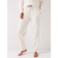 Boss Cuffed Tracksuit Bottoms With Signature Stripe Drawcord - Cream