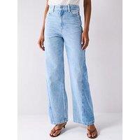 Boss Cross Panel Jeans Wide Leg - Light Denim