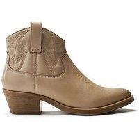 Moda In Pelle Bracknell Leather Western Boots - Cream