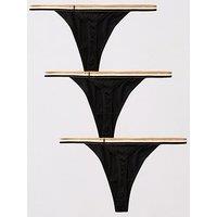 Boss 3 Pack Lace Thong Set - Black