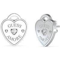 Guess Silver Tone 14Mm Heart Studs