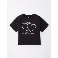 V By Very Girls Short Sleeve Graphic T-Shirt - Black