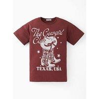 V By Very Girls Cowgirl Print T-Shirt - Dark Burgundy