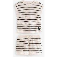 B By Ted Baker Knitted Stripe Short Pyjama Set - Beige