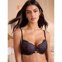 Lipsy Geo Lace Underwired Boost Bra - Black