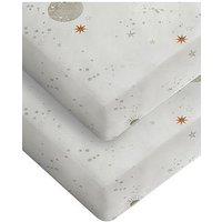 Silentnight Safe Nights Pack Of 2 100% Cotton Cot Bed Fitted Sheets - Celestial