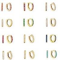 Seol + Gold Birthstone Cz Tiny Hoop Earrings