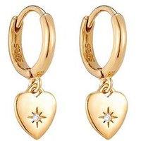 Seol + Gold Cz Heart Charm Hoops