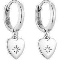 Seol + Gold Cz Heart Charm Hoops