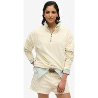 Superdry Velour Half Zip - White