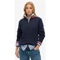 Superdry Tipped Half Zip Jumper - Navy