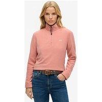 Superdry Polar Fleece Cropped Half Zip - Pink