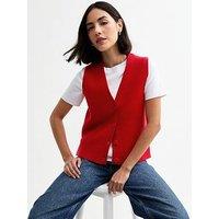 New Look Red Side Slit Buttoned Waistcoat