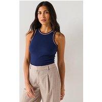 V By Very Stripe Binding Racer Vest - Navy