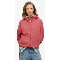Superdry Essential Logo Oversized Raglan Zip Hoodie - Red