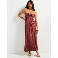 V By Very Strappy Halter Midaxi Dress - Orange