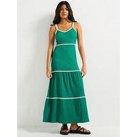 V By Very Rik Rak Tiered Maxi Dress - Green