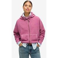 Superdry Essential Logo Overdyed Zip Hoodie - Pink