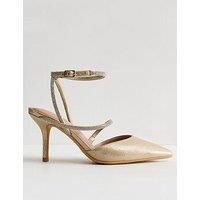 New Look Diamante Wraparound Strap Court Shoes - Gold