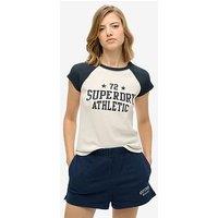Superdry Athletic Essentials Raglan Cap Sleeve T-Shirt - White