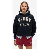 Superdry Athletic Essentials Applique Relaxed Hoodie - Navy