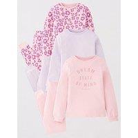 V By Very Girls 3 Pack Long Sleeve Pyjamas - Multi