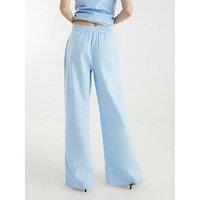 River Island Wide Leg Linen Trousers - Light Blue