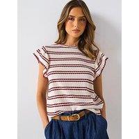 V By Very Stripe Textured Top - Red