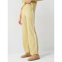 V By Very Rik Rak Wide Leg Trouser - Green