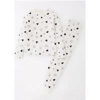 V By Very Girls Long Sleeve Cotton Heart Print Pyjamas
