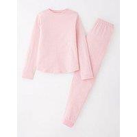The Very Collection Girls Long Sleeve Cotton Stripe Pyjamas - Pink