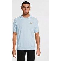 Lyle & Scott Herringbone Knitted Polo Shirt - Blue