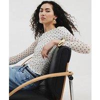 River Island Asymmetric Mesh Top - Cream