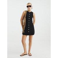 River Island Button Shift Dress - Black