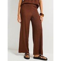 V By Very Wide Leg Textured Trouser Co-Ord - Brown