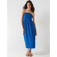 V By Very Textured Bandeau Dress - Blue