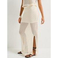 V By Very Crochet Look Co Ord Skirt - Cream