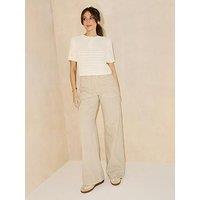Michelle Keegan Rope Wide Leg Jean - Beige