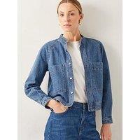 Monsoon Binky Crop Collarless Denim Jacket - Blue
