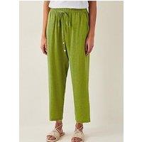 Monsoon Penina Linen Trousers - Green