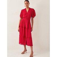 Monsoon Kiana Pintuck Dress - Red
