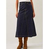 Monsoon Goldie Godet Skirt - Indigo