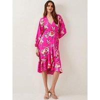 Monsoon Meridith Wrap Dress - Pink