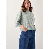 Monsoon Sammi Stripe Crop Sleeve Jumper - Green
