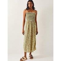 Monsoon Ania Geometric Bandeau Dress - Green