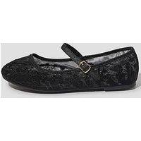 Monsoon Vela Emb Mesh Ballerina - Black