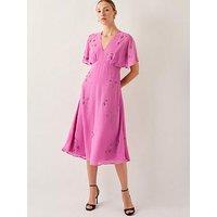 Monsoon Candice Embellished Dress - Pink
