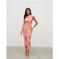 Pretty Lavish Lilou Printed Sequin Midaxi Dress - Red