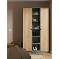 Swift Nefeli Ready Assembled Triple 2 Door Wardrobe With Shelving - Green/Oak