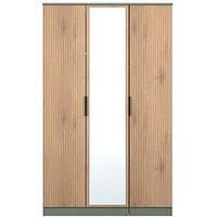 Swift Lane Part Assembled 3 Door Mirrored Wardrobe - Green